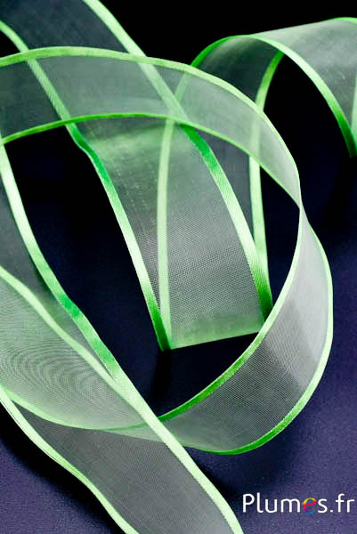 Organza lint met metaaldraad - 100 x 4 cm - llichtgroen